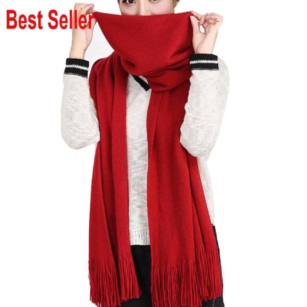Wool Winter Scarf Oversized Warm Elegant Minimal Chic Shawl Dual-Purpose